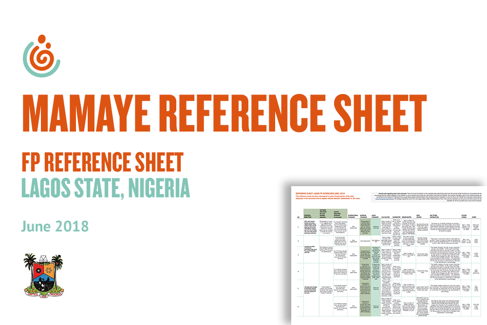 LAGOS STATE FAMILY PLANNING SCORECARD REFERENCE SHEET
