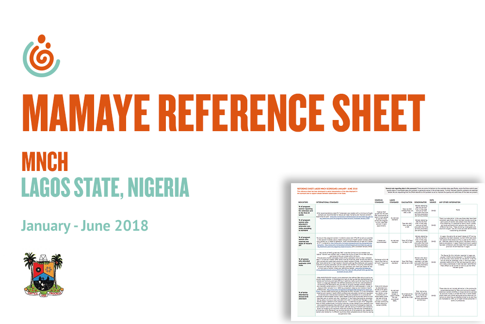 LAGOS STATE MNCH SCORECARD REFERENCE SHEET